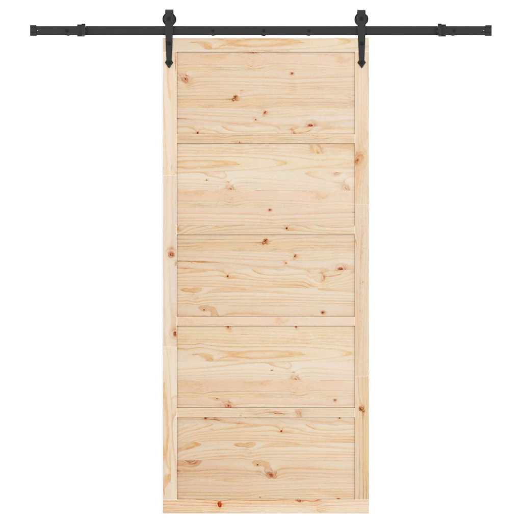 Porta scorrevole Marrone 100 x 208 cm Legno di pino massello 3381152