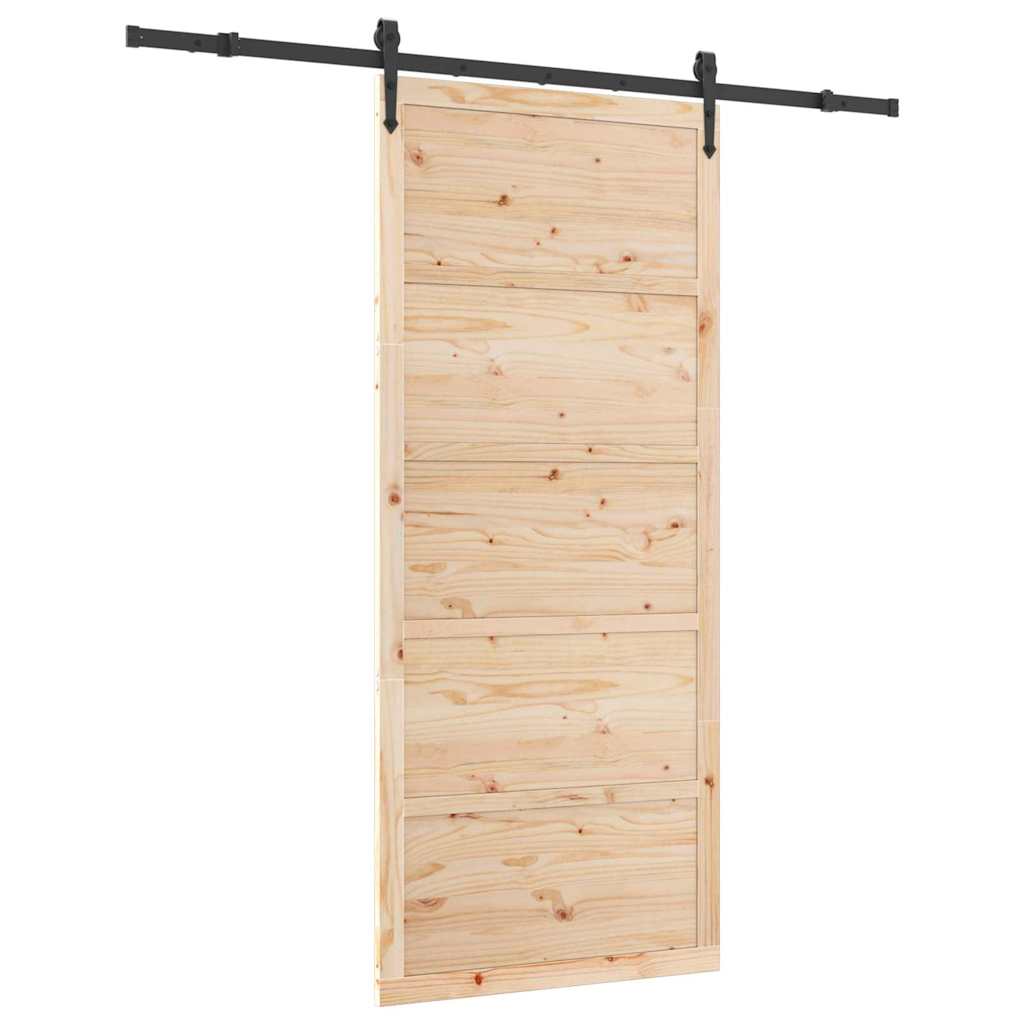 Porta scorrevole Marrone 90 x 208 cm Legno di pino massello 3381153