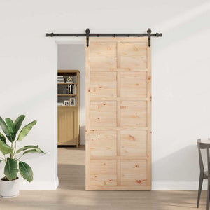 vidaXL Porta scorrevole Marrone 80 x 208 cm Legno di pino massello