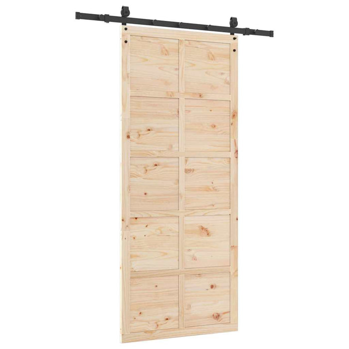 Porta scorrevole Marrone 80 x 208 cm Legno di pino massello 3381155