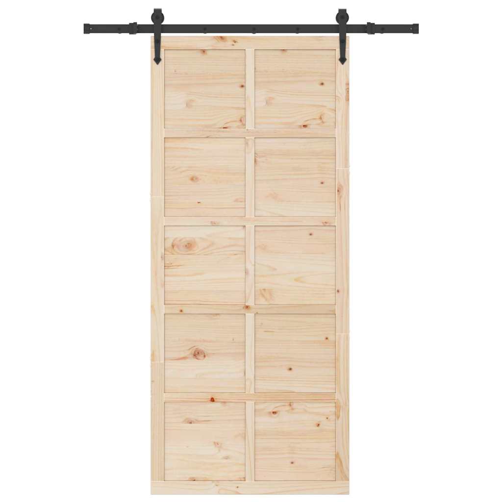 Porta scorrevole Marrone 80 x 208 cm Legno di pino massello 3381155