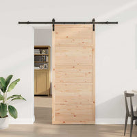 vidaXL Porta scorrevole Marrone 80 x 208 cm Legno di pino massello