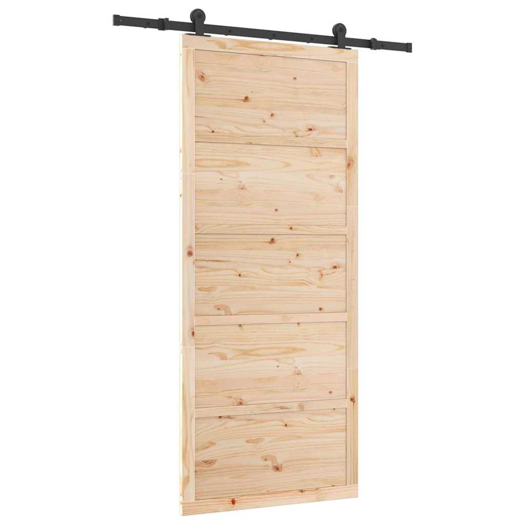 Porta scorrevole Marrone 80 x 208 cm Legno di pino massello 3381165