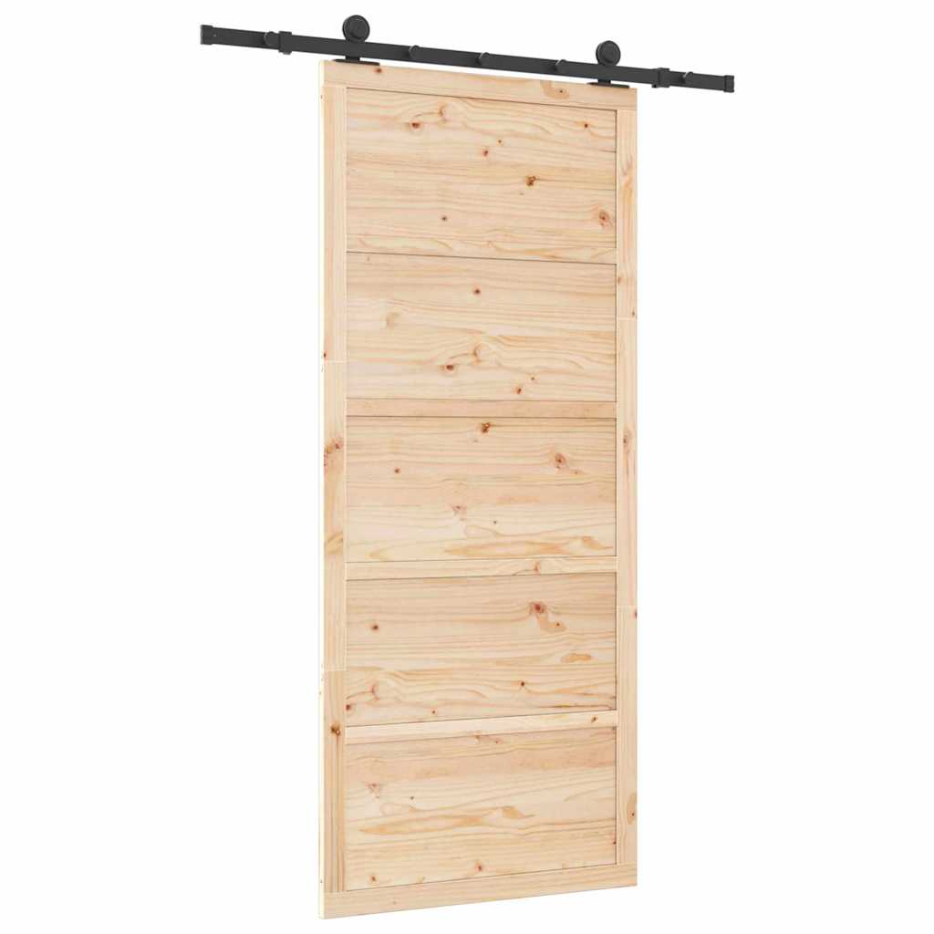 Porta scorrevole Marrone 80 x 208 cm Legno di pino massello 3381165