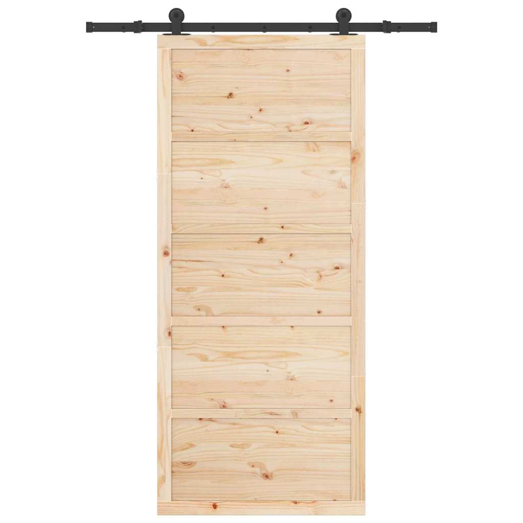 Porta scorrevole Marrone 80 x 208 cm Legno di pino massello 3381165