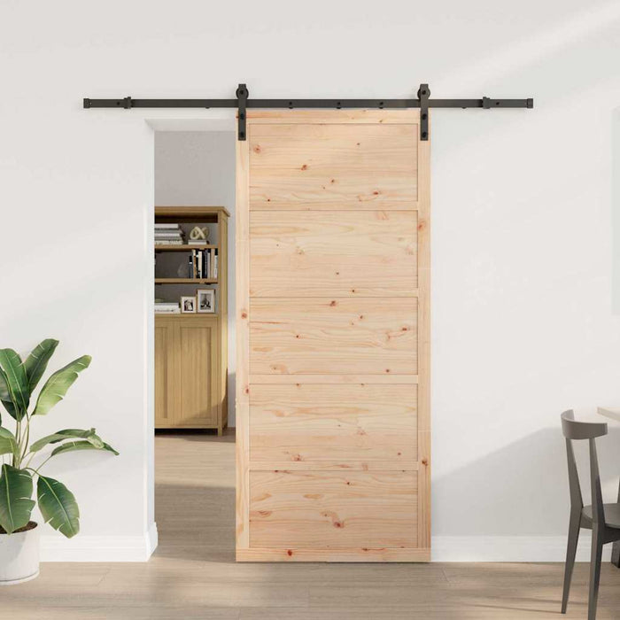 vidaXL Porta scorrevole Marrone 100 x 208 cm Legno di pino massello