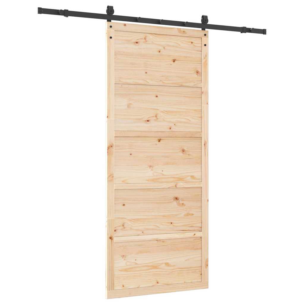 Porta scorrevole Marrone 90 x 208 cm Legno di pino massello 3381167