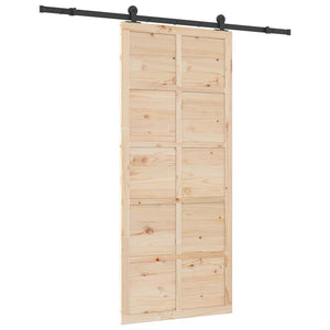 Porta scorrevole Marrone 100 x 208 cm Legno di pino massello 3381172