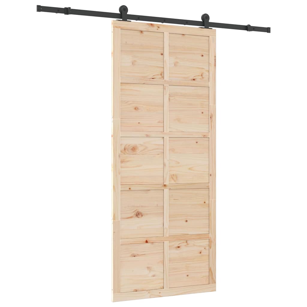 vidaXL Porta scorrevole Marrone 90 x 208 cm Legno di pino massello