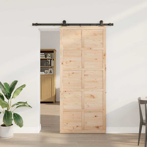 vidaXL Porta scorrevole Marrone 80 x 208 cm Legno di pino massello