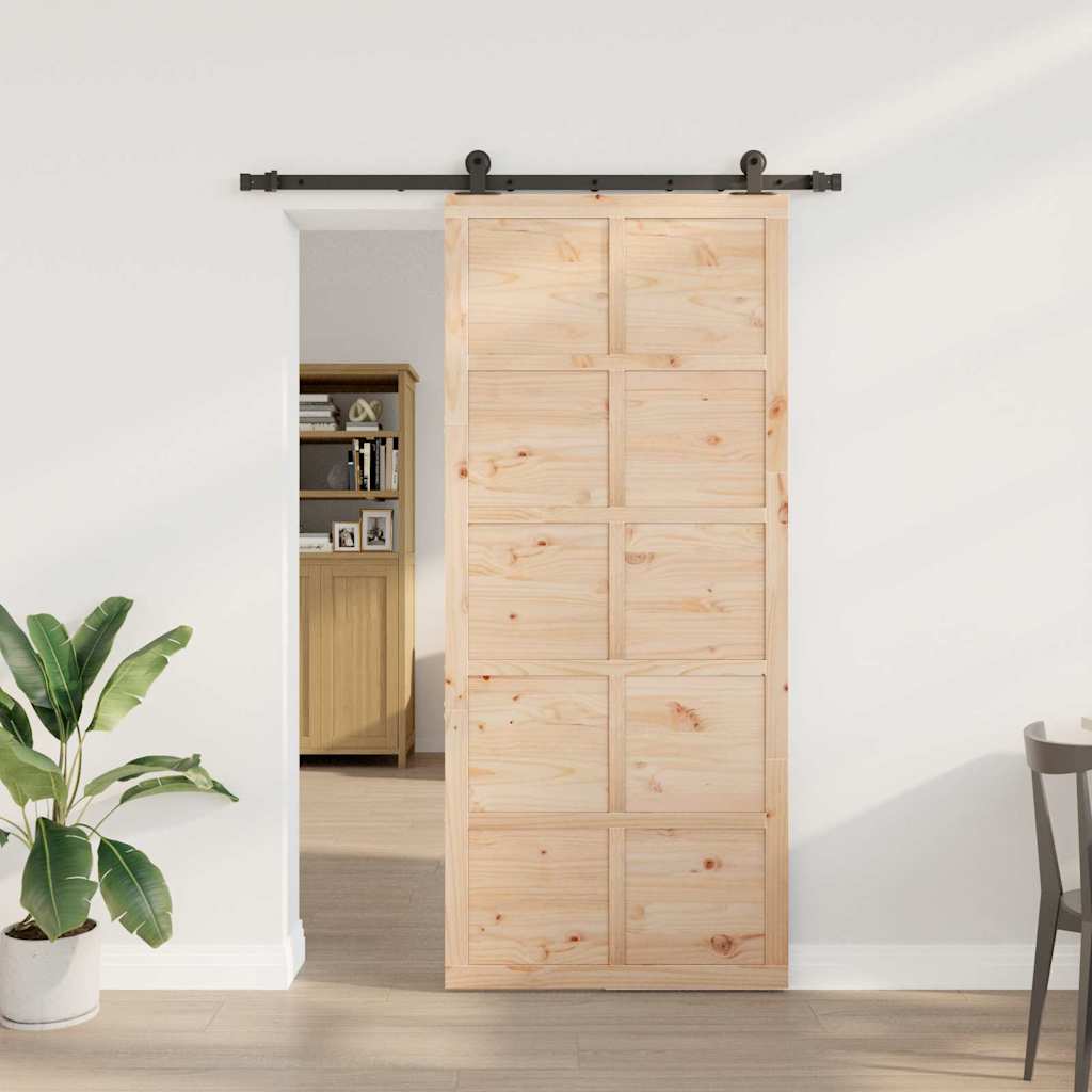 Porta scorrevole Marrone 80 x 208 cm Legno di pino massello 3381175