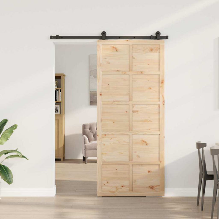 Porta scorrevole Marrone 80 x 208 cm Legno di pino massello 3381175