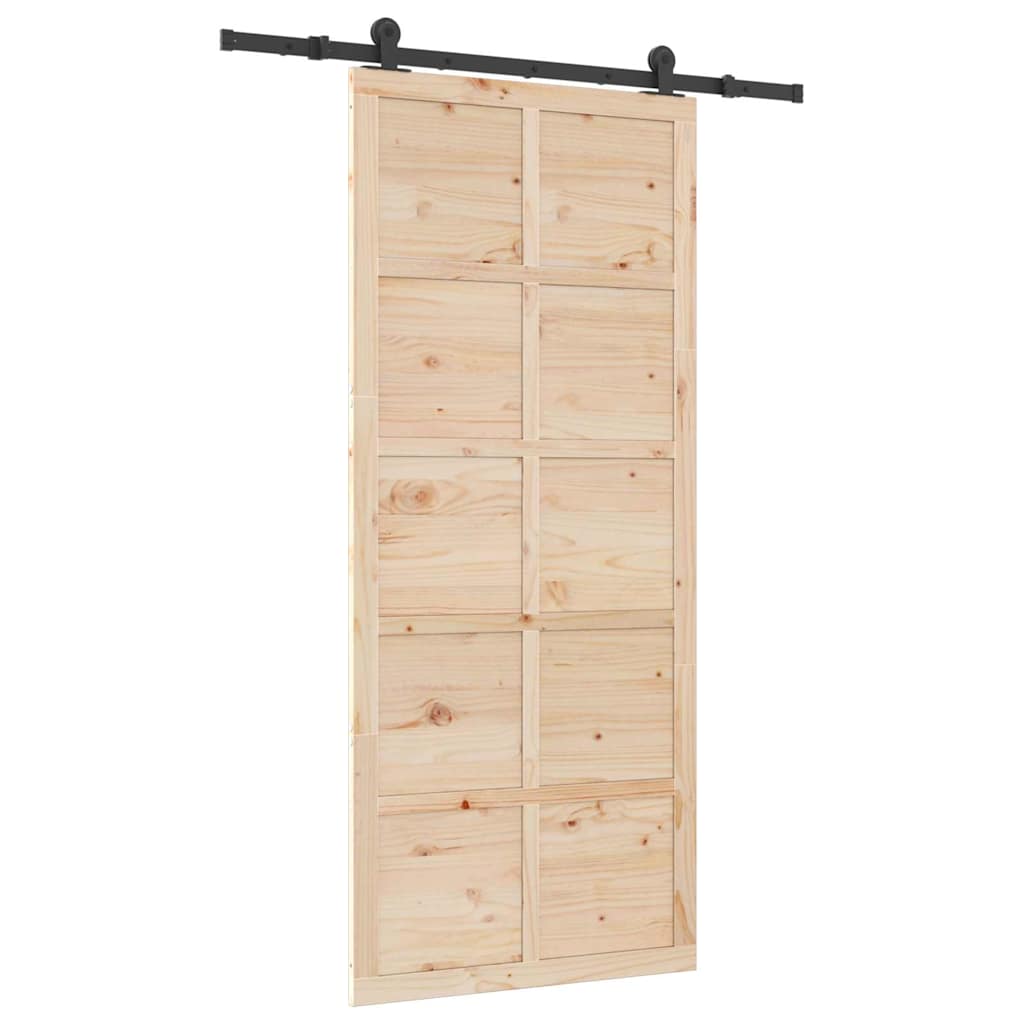 Porta scorrevole Marrone 80 x 208 cm Legno di pino massello 3381175