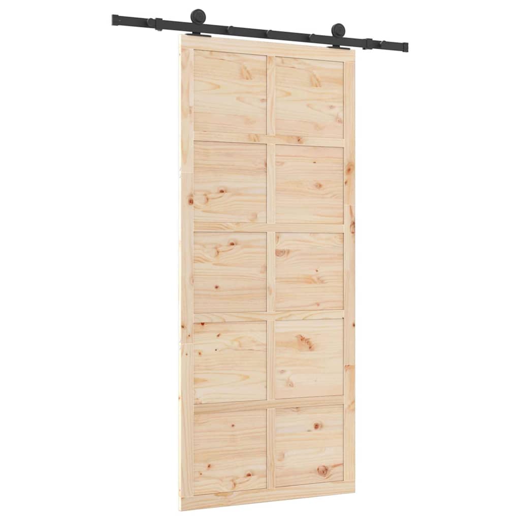Porta scorrevole Marrone 80 x 208 cm Legno di pino massello 3381175