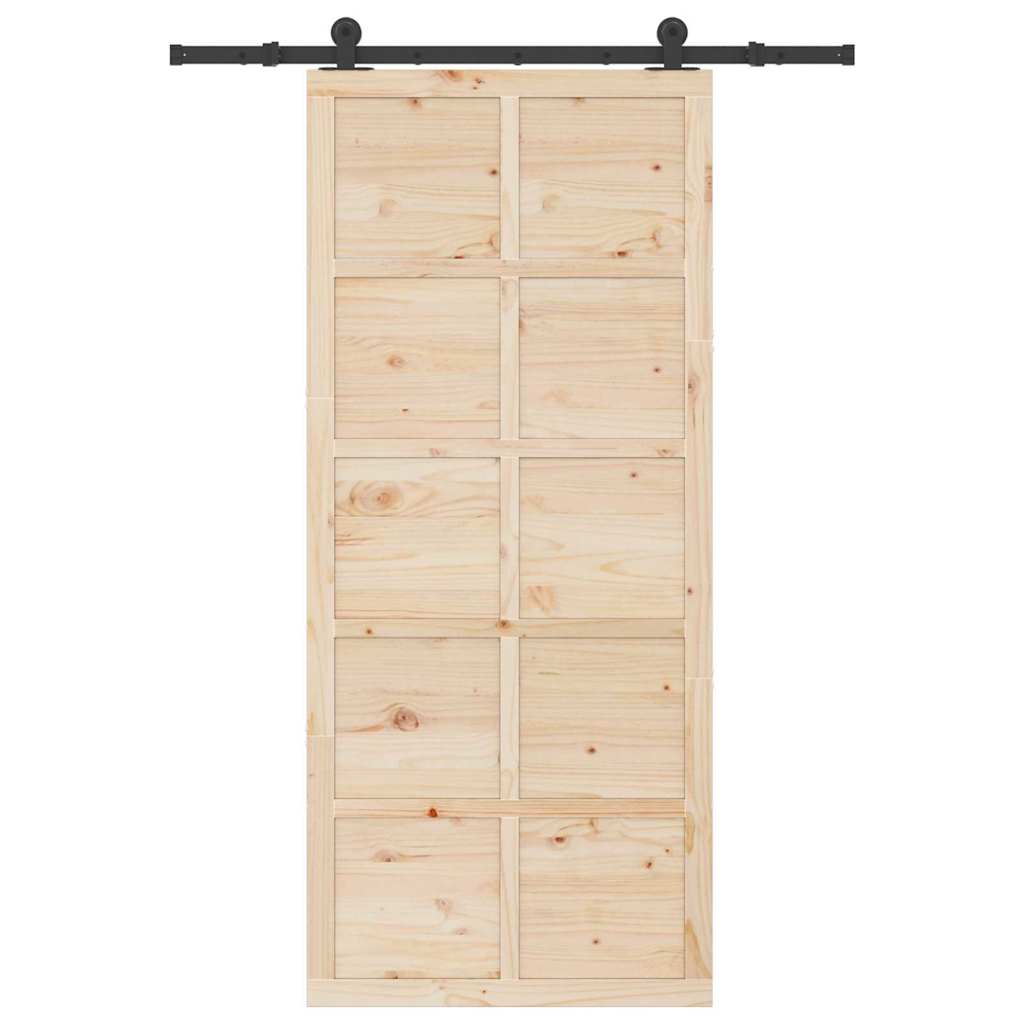 vidaXL Porta scorrevole Marrone 80 x 208 cm Legno di pino massello
