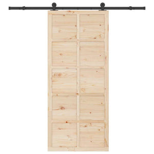 vidaXL Porta scorrevole Marrone 100 x 208 cm Legno di pino massello