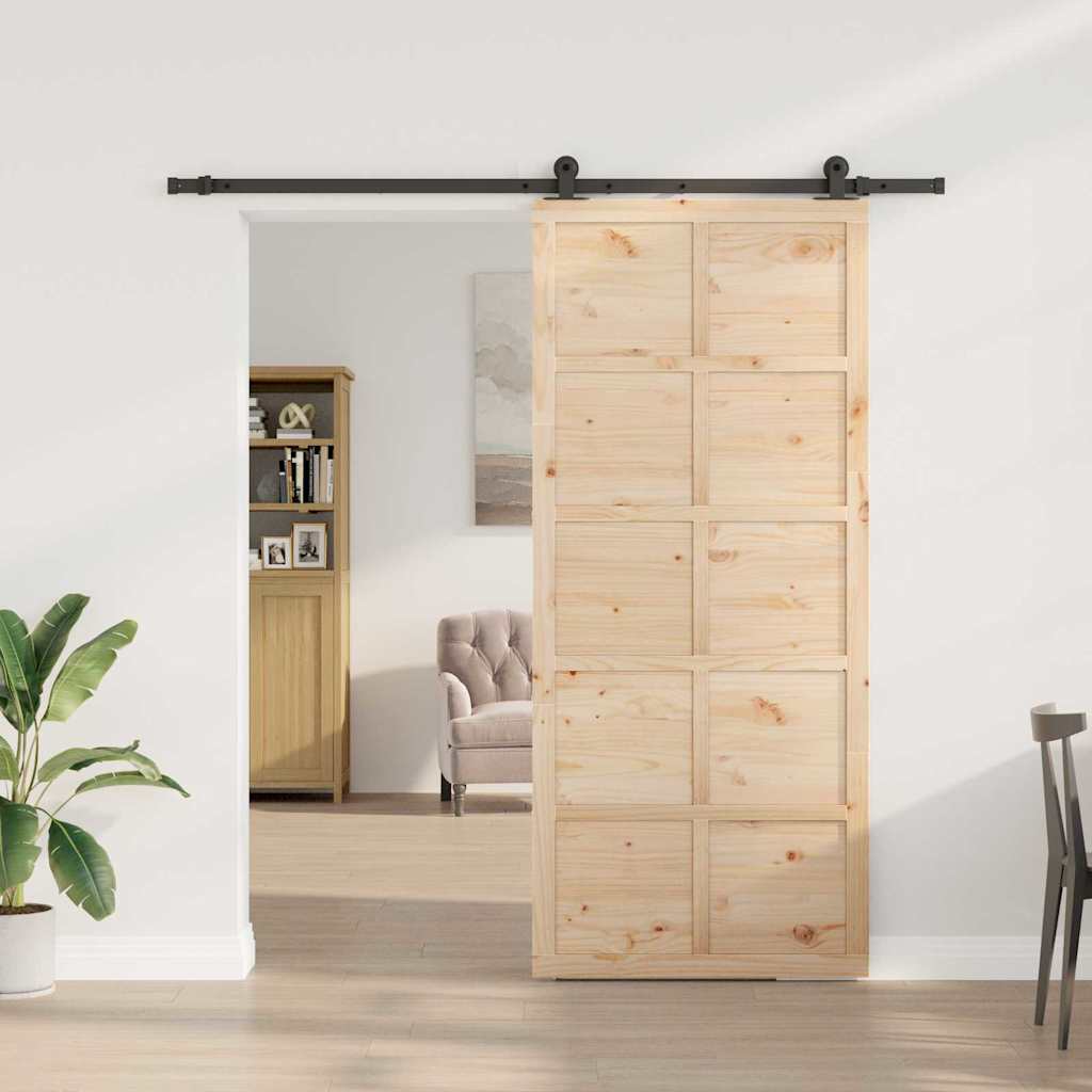 vidaXL Porta scorrevole Marrone 80 x 208 cm Legno di pino massello