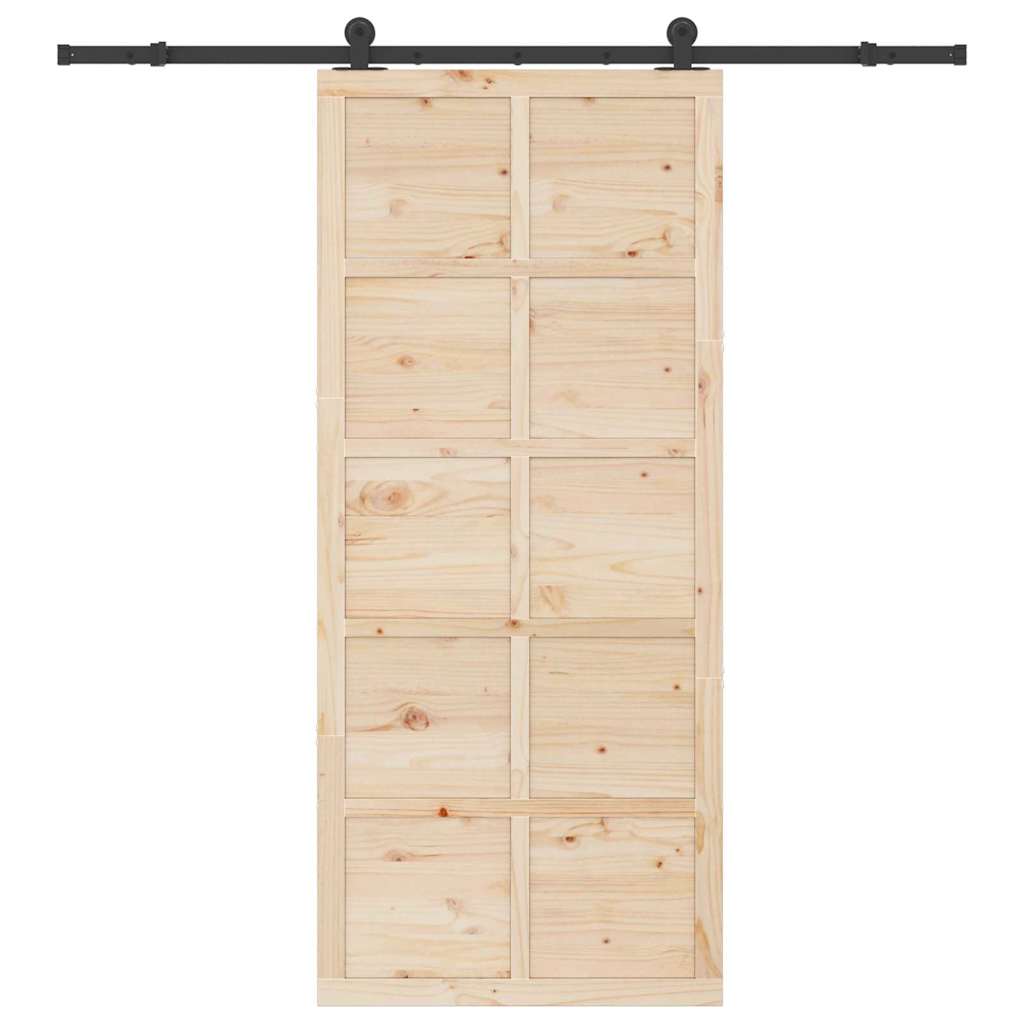 Porta scorrevole Marrone 80 x 208 cm Legno di pino massello 3381178