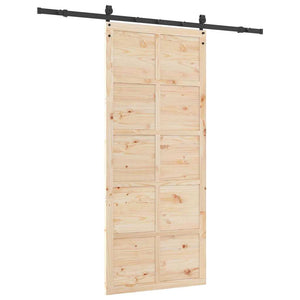 Porta scorrevole Marrone 80 x 208 cm Legno di pino massello 3381184