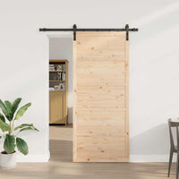 vidaXL Porta scorrevole Marrone 80 x 208 cm Legno di pino massello