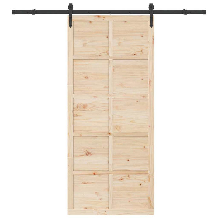 Porta scorrevole Marrone 100 x 208 cm Legno di pino massello 3381189
