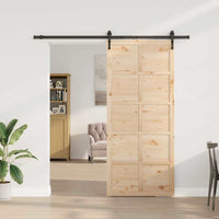 Porta scorrevole Marrone 90 x 208 cm Legno di pino massello 3381190