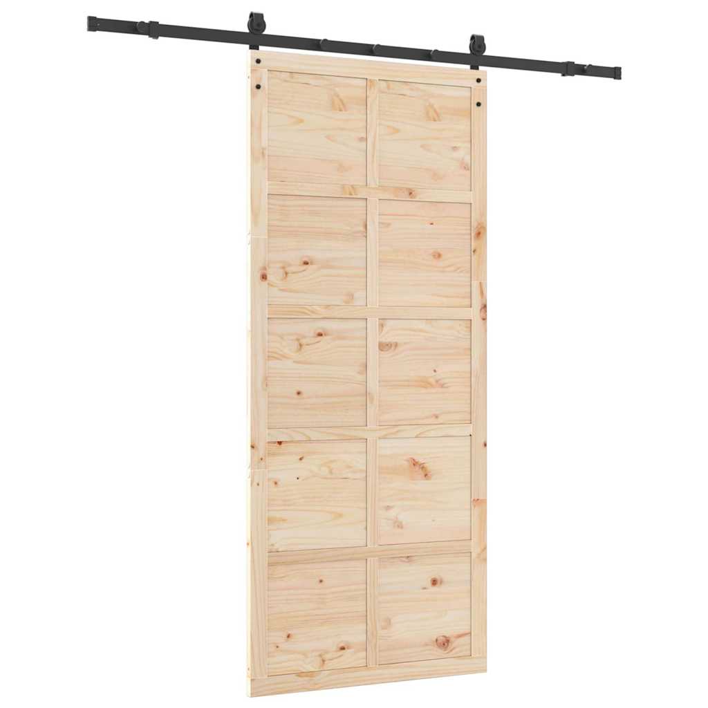 vidaXL Porta scorrevole Marrone 100 x 208 cm Legno di pino massello