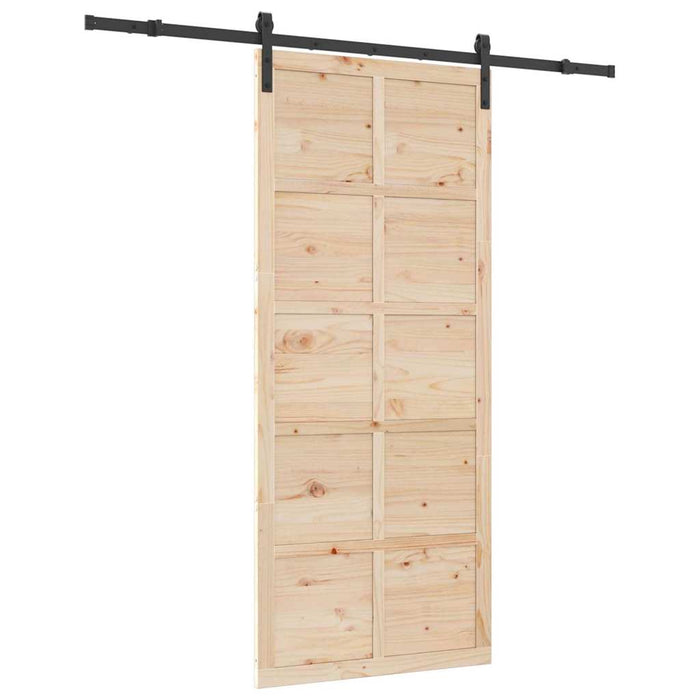vidaXL Porta scorrevole Marrone 90 x 208 cm Legno di pino massello