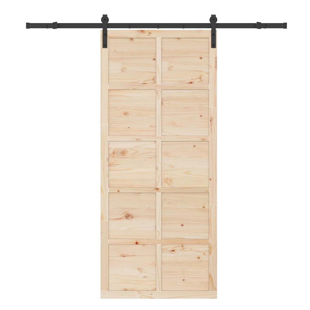 Porta scorrevole Marrone 90 x 208 cm Legno di pino massello 3381193