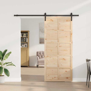 Porta scorrevole Marrone 80 x 208 cm Legno di pino massello 3381194