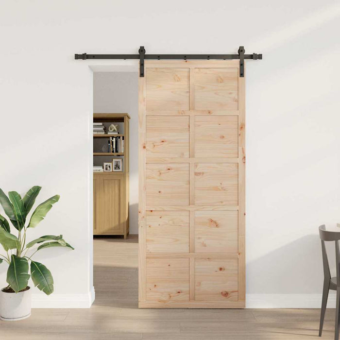 vidaXL Porta scorrevole Marrone 80 x 208 cm Legno di pino massello