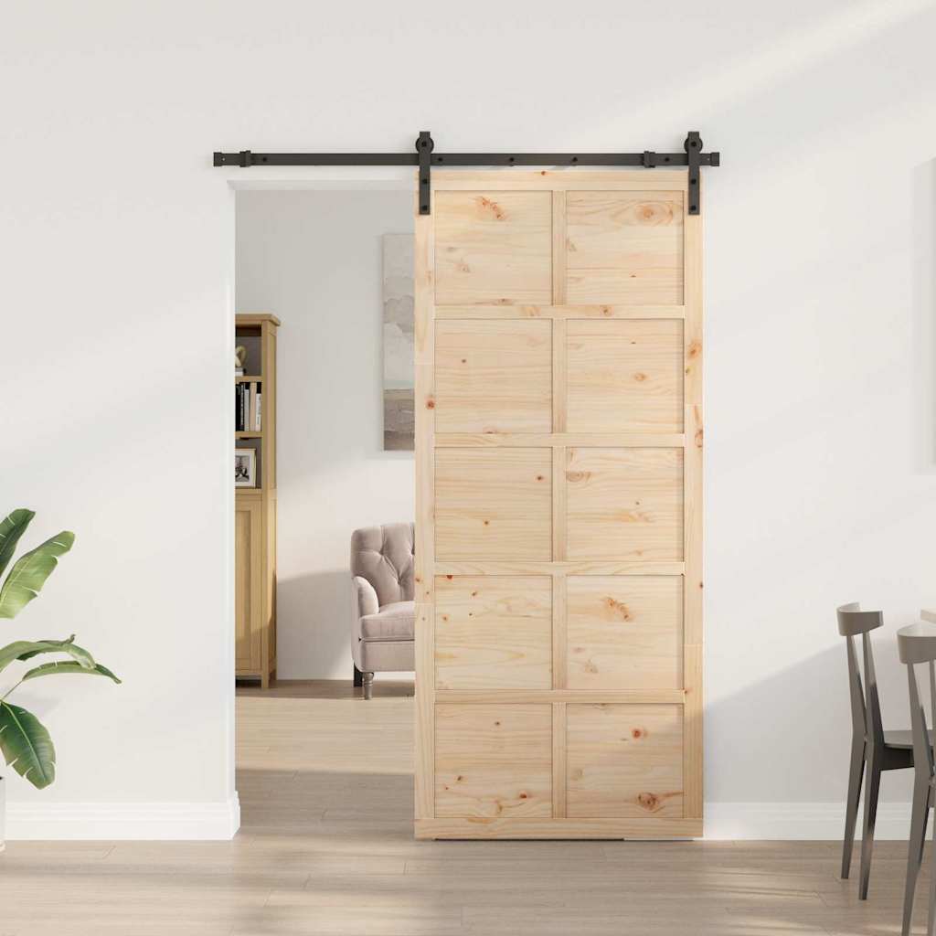 Porta scorrevole Marrone 80 x 208 cm Legno di pino massello 3381195