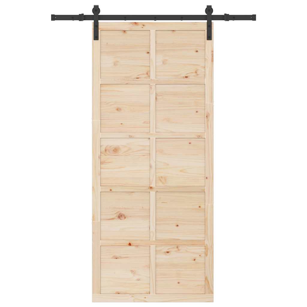 vidaXL Porta scorrevole Marrone 80 x 208 cm Legno di pino massello