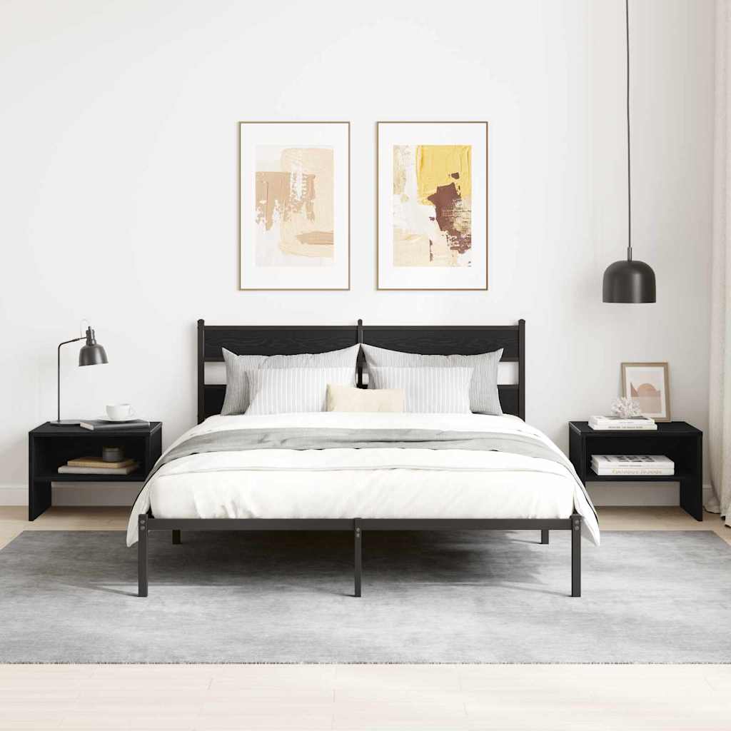 vidaXL Armadio da Notte 2 pcs Rovere nero 40 x 40 x 30 cm