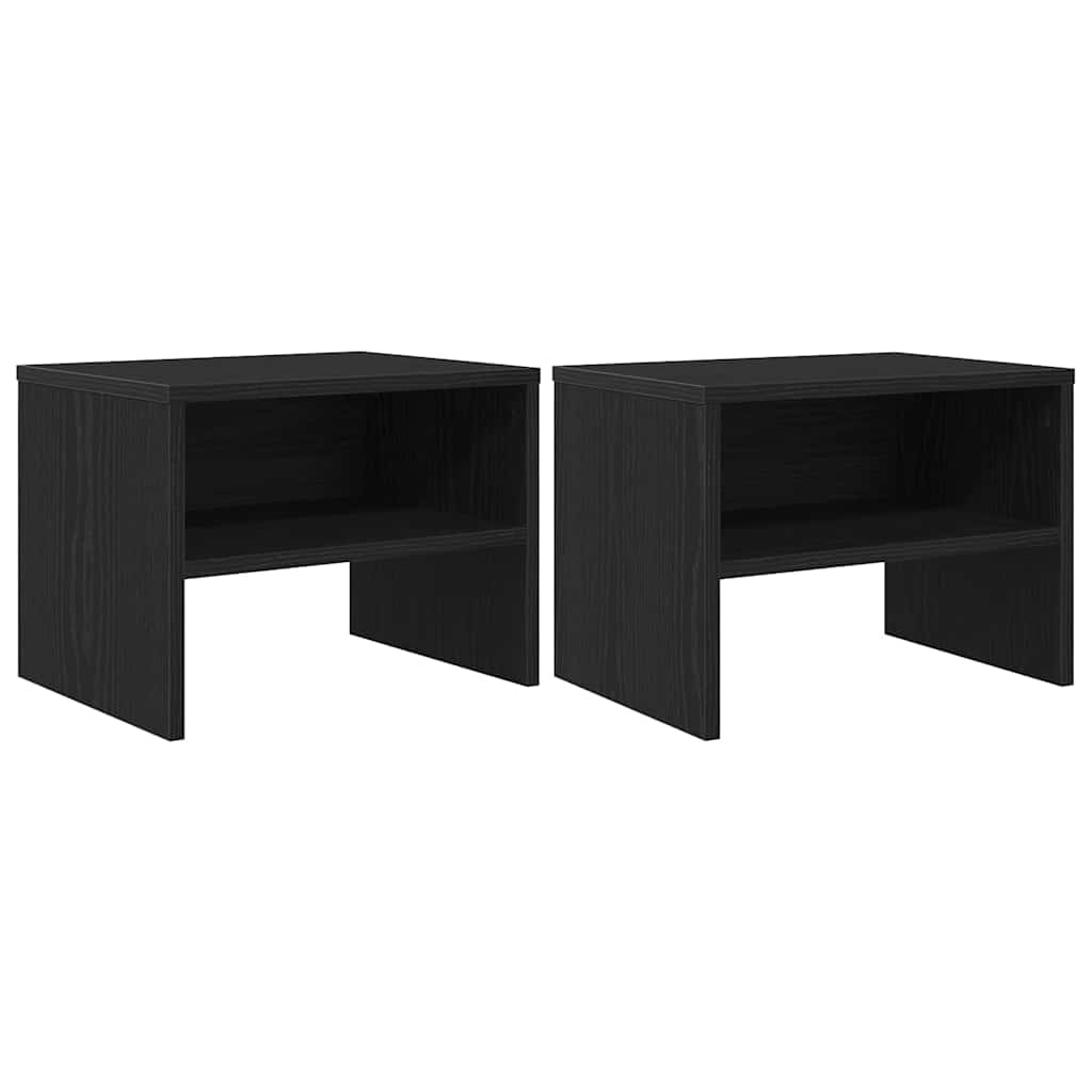 vidaXL Armadio da Notte 2 pcs Rovere nero 40 x 40 x 30 cm