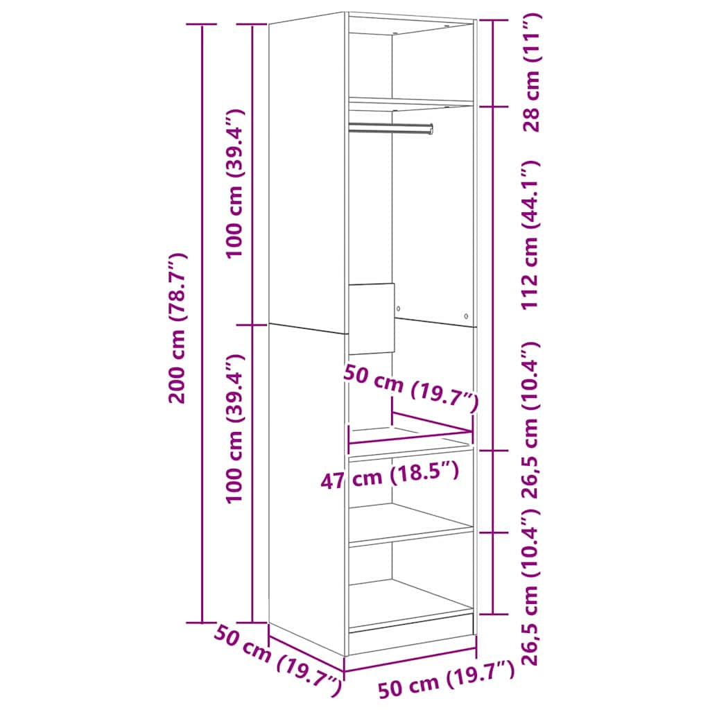 vidaXL Guardaroba con lo scaffale Rovere nero Legno multistrato