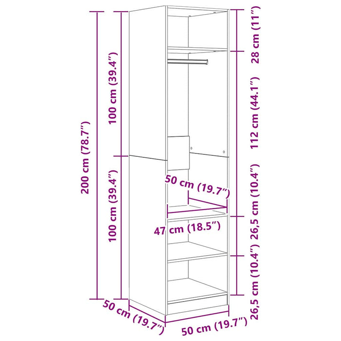 vidaXL Guardaroba con lo scaffale Rovere nero Legno multistrato