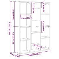 vidaXL Divider per stanze Rovere nero 100 x 24 x 140 cm
