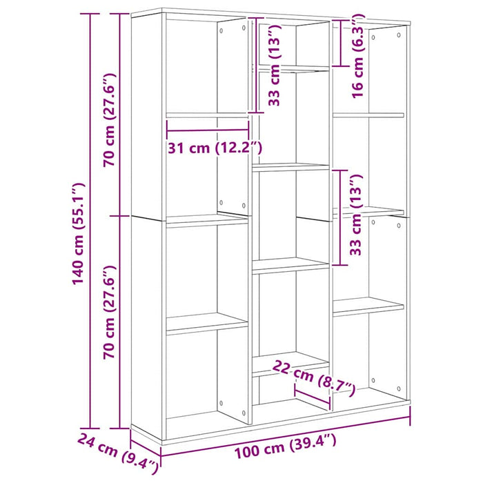 vidaXL Divider per stanze Rovere nero 100 x 24 x 140 cm