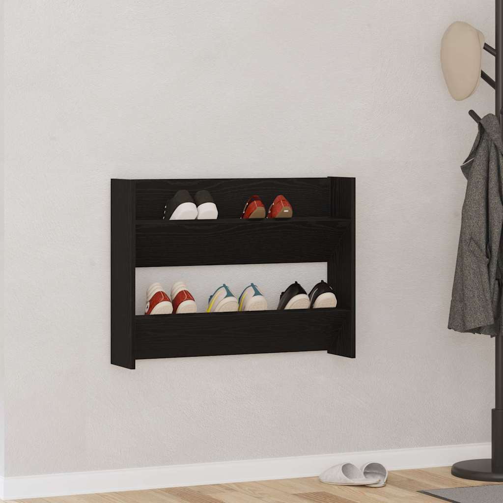 vidaXL Armadi per scarpe da muro Altro Rovere nero Legno multistrato