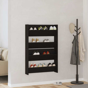 Armadi per scarpe da muro 2 pcs Rovere nero Legno multistrato 875027