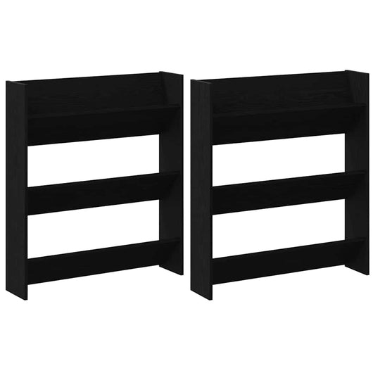 Armadi per scarpe da muro 2 pcs Rovere nero Legno multistrato 875030