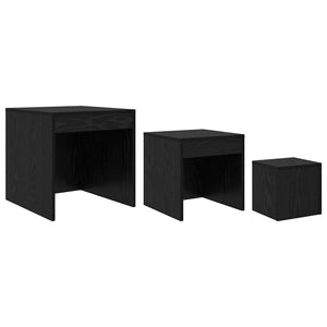 Tavolino da salotto 3 pz-Tavolino da soggiorno-Tavolo Rovere Nero Legno multistrato 182718
