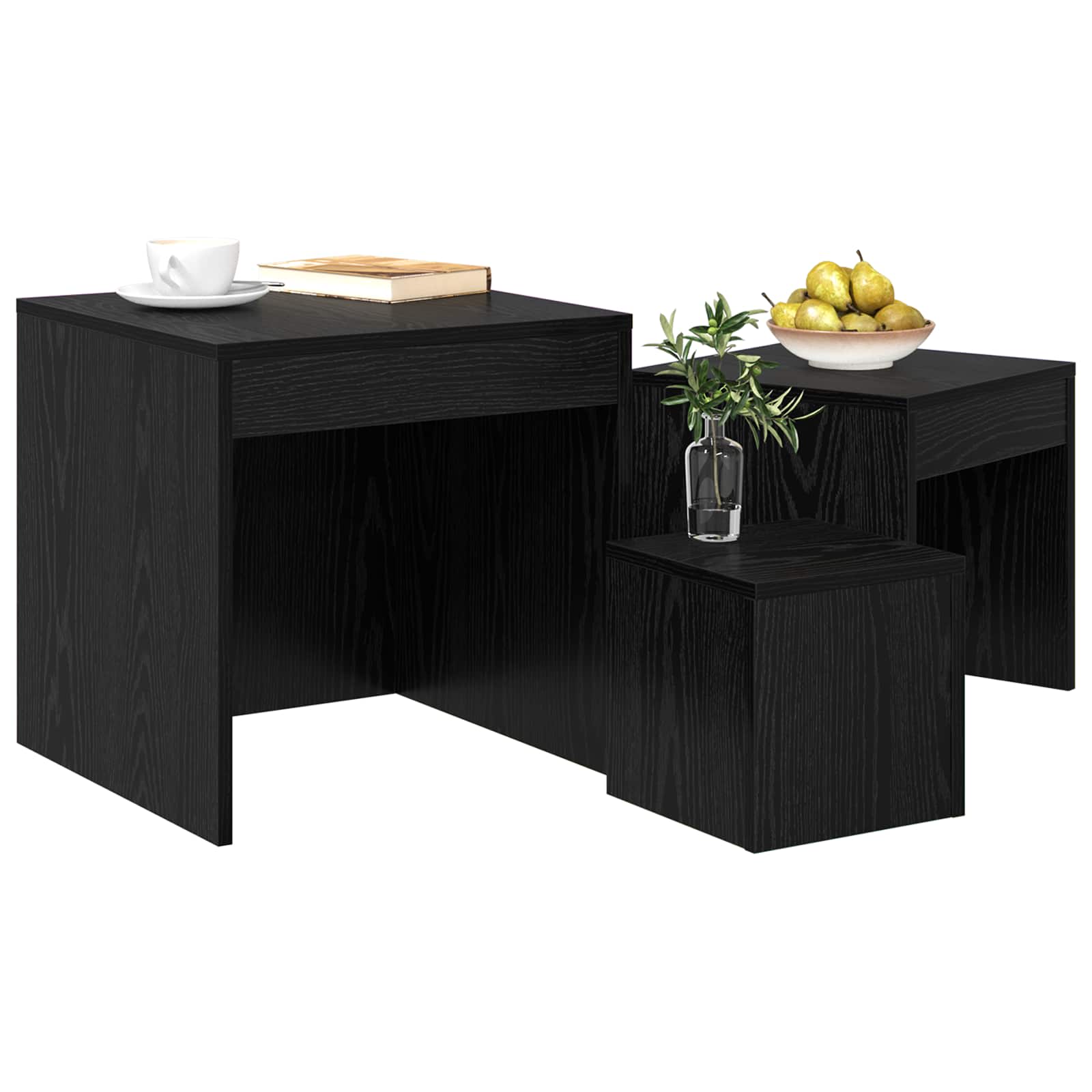 Tavolino da salotto 3 pcs Rovere Nero Legno multistrato 875034