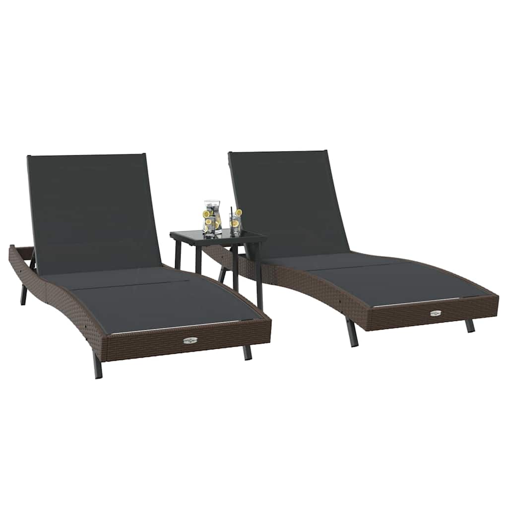 Lettini prendisole 3 pcs Marrone 40 x 40 x 40.5 cm polyrattan 3381202