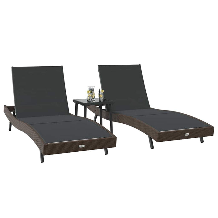 vidaXL Lettini prendisole 3 pcs Marrone 40 x 40 x 40.5 cm polyrattan