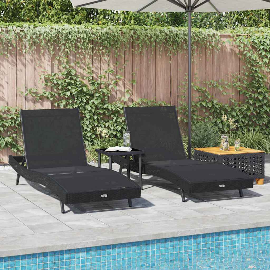 vidaXL Lettini prendisole 3 pcs Nero 40 x 40 x 40.5 cm polyrattan