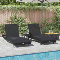 vidaXL Lettini prendisole 3 pcs Nero 40 x 40 x 40.5 cm polyrattan