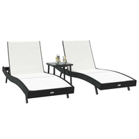 Lettini prendisole 3 pcs Nero e Bianco 40 x 40 x 40.5 cm polyrattan 3381204