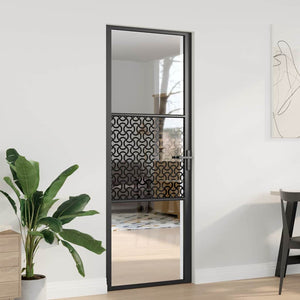 vidaXL Porta Interna Nero 76 x 201.5 cm Vetro temperato, Alluminio